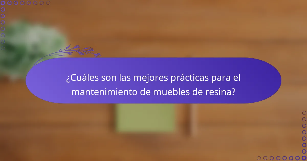 ¿Cuáles son las mejores prácticas para el mantenimiento de muebles de resina?